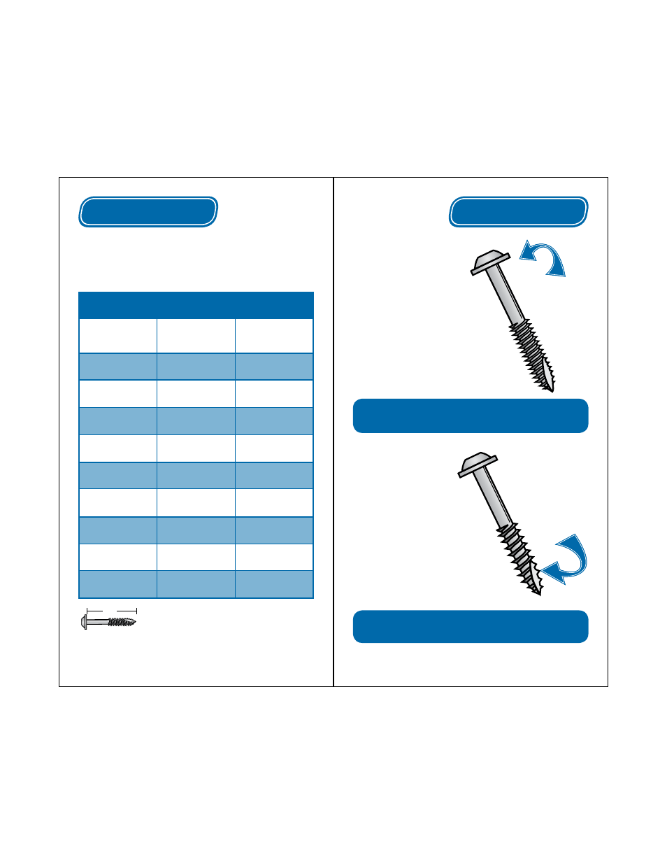 Fine Thread Chart