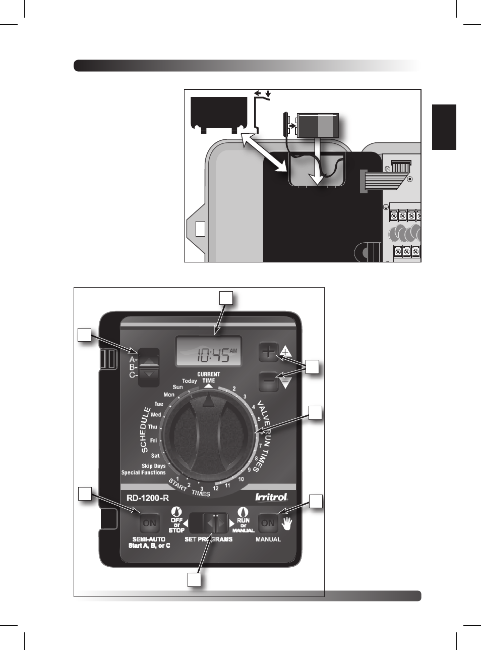 Battery installation | Irritrol Rain Dial R User Manual | Page 3 / 36