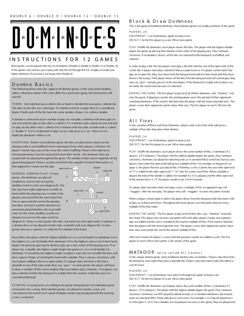 Fundex Games Double Nine Dominoes User Manual | 3 pages