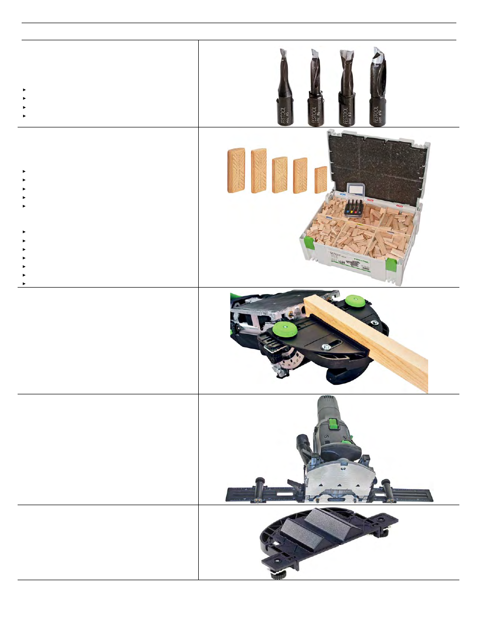 Festool Domino Size Chart