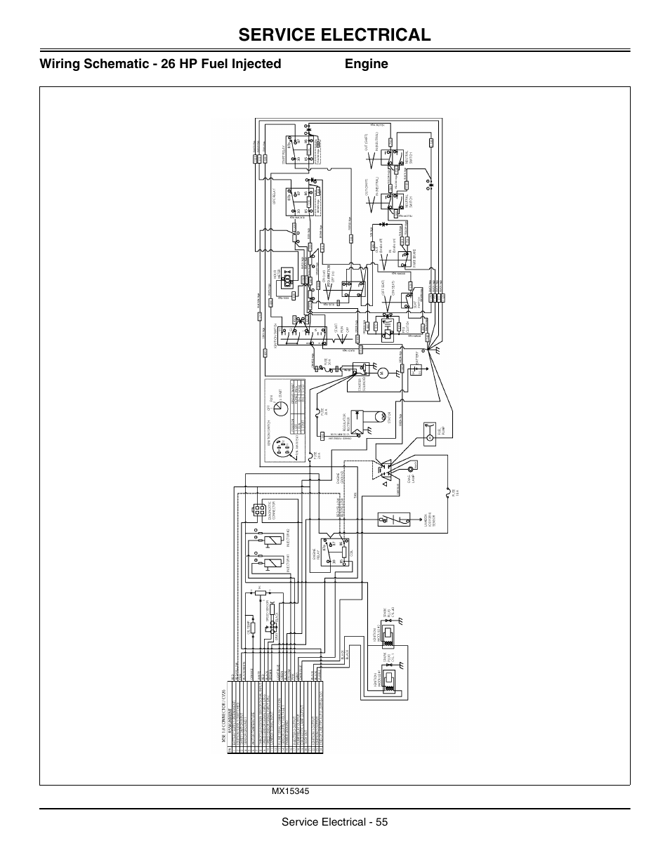 Wiring schematic - 26 hp fuel injected engine, Service electrical