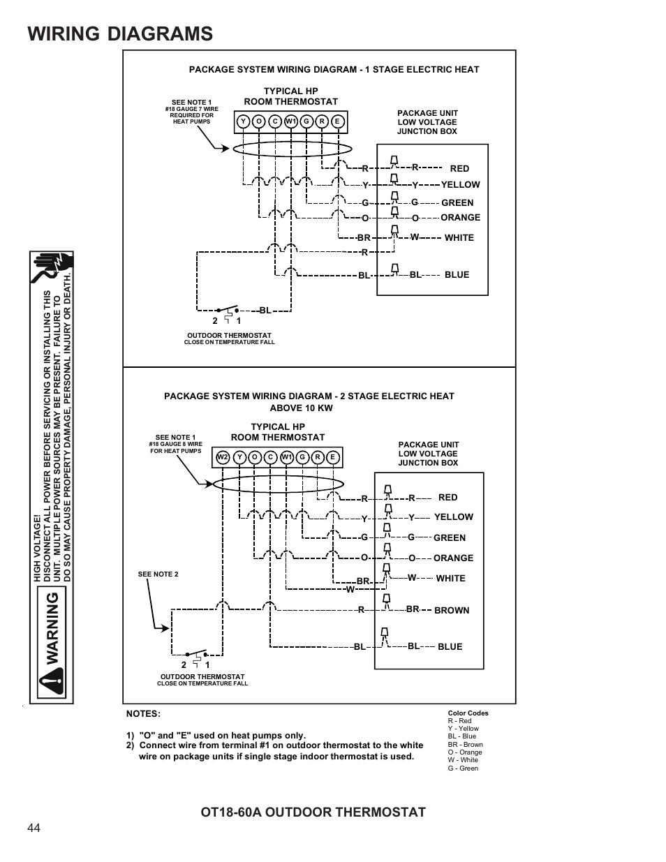 Wiring diagrams, Ot18-60a outdoor thermostat | Goodman Mfg R-410A User