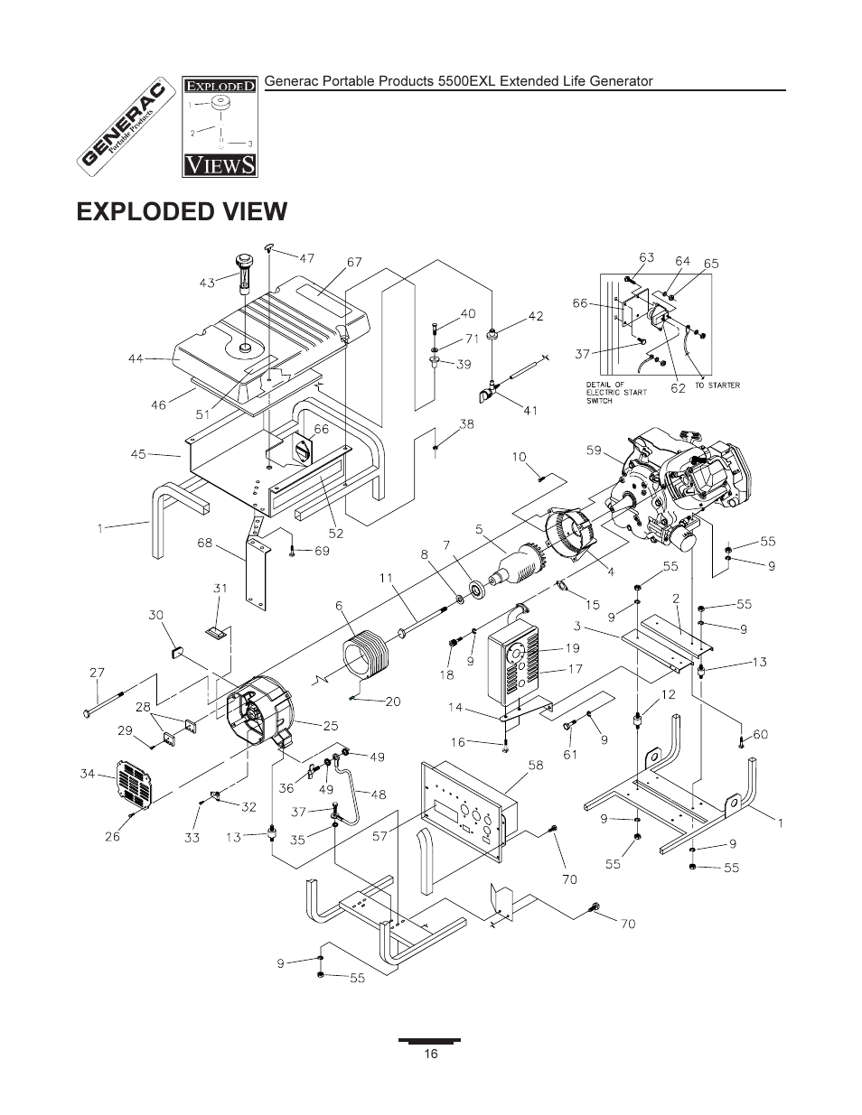 Exploded view | Generac 5500EXL User Manual | Page 16 / 20