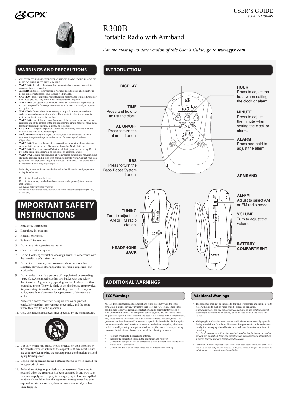 GPX R300B User Manual | 2 pages