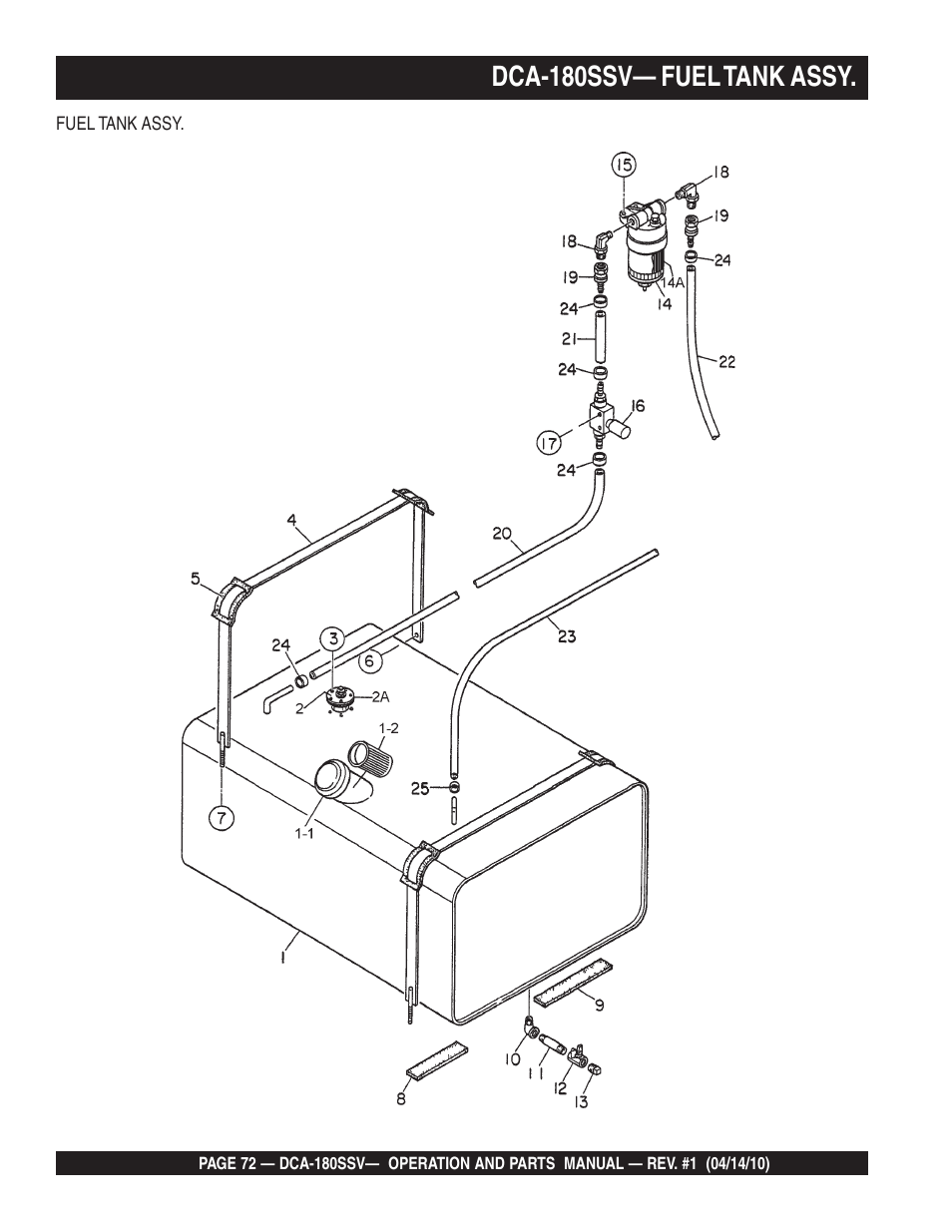 Dca-180ssv— fuel tank assy | Multiquip MQ Power Whisperwatt 60 Hz