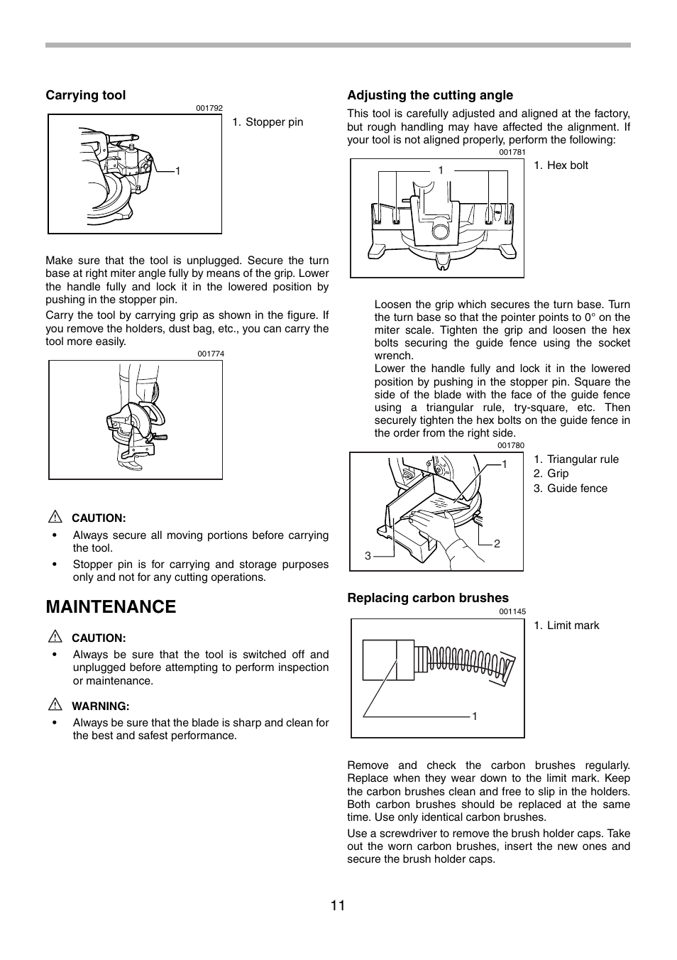 Maintenance | Makita LS1030N User Manual | Page 11 / 40