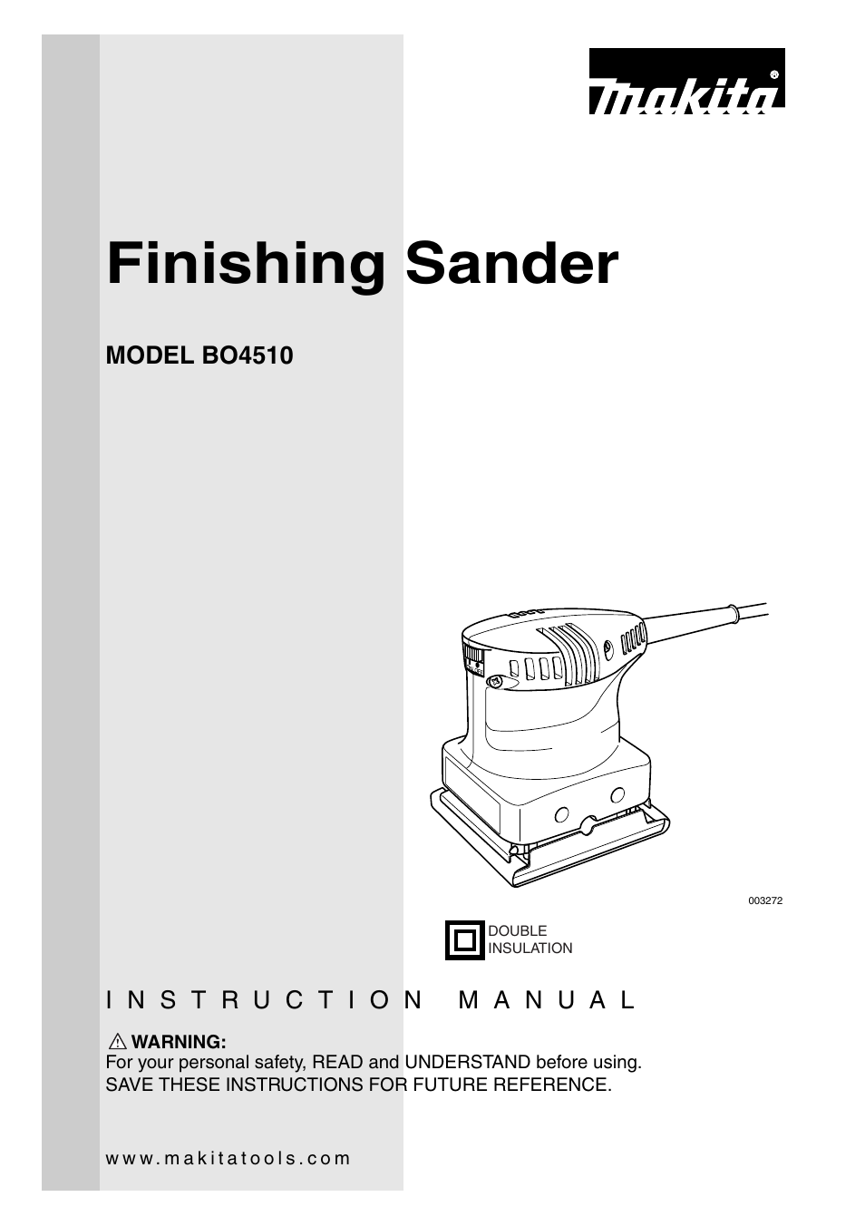 Makita Finishing Sander BO4510 003272 User Manual | 12 pages