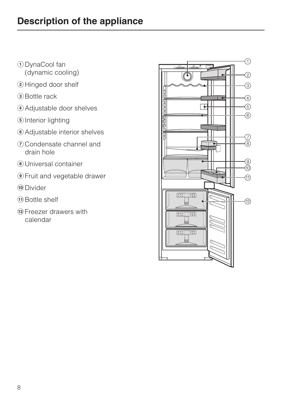 Description of the appliance | Miele KFN 9753 iD EN User Manual | Page