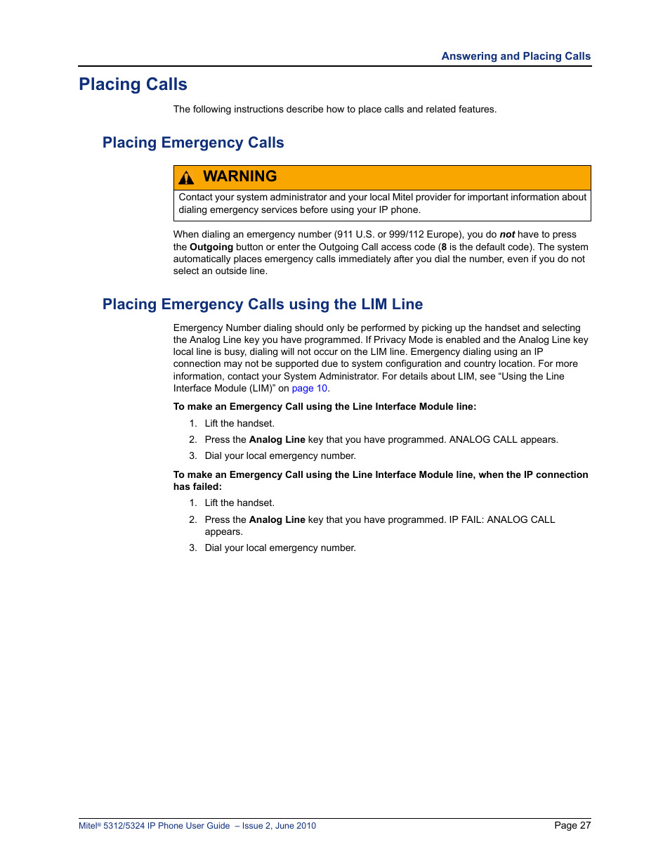 Placing calls, Placing emergency calls, Placing emergency calls using