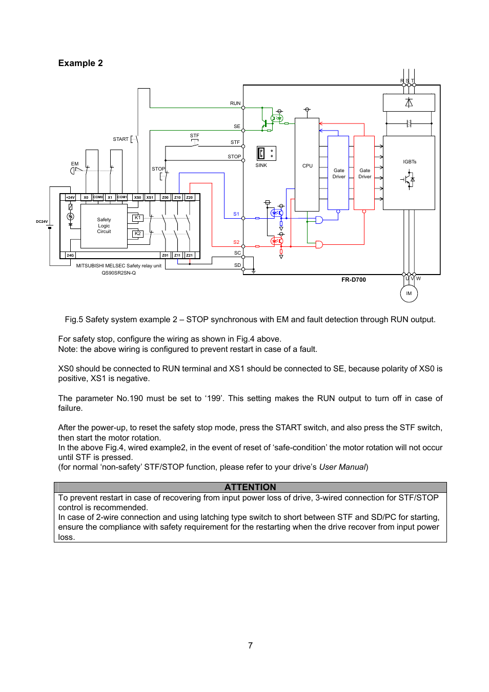 Example 2, Attention | MITSUBISHI ELECTRIC FR-D700 User Manual | Page 9