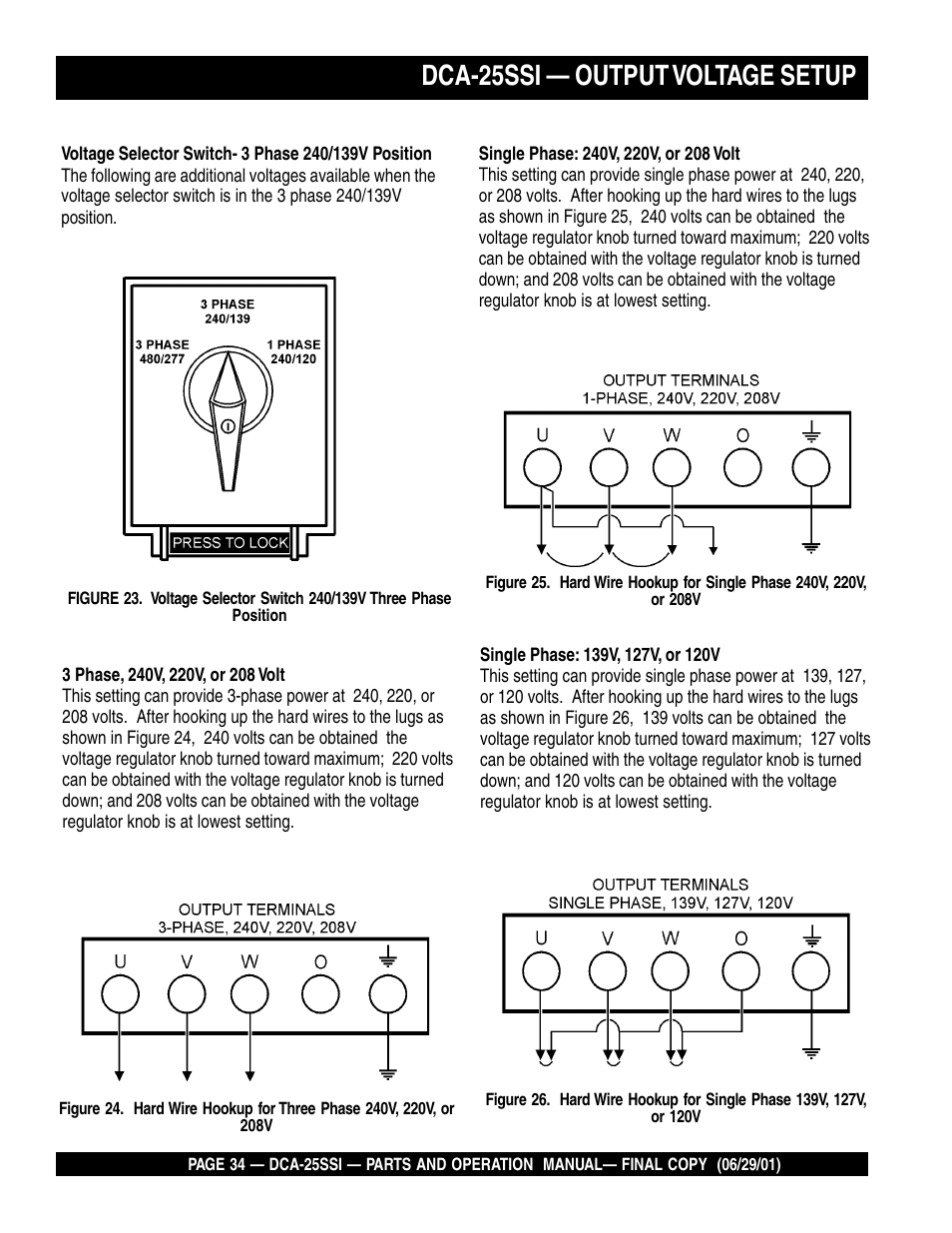 Dca-25ssi — output voltage setup | Multiquip MQ Power Whisperwatt