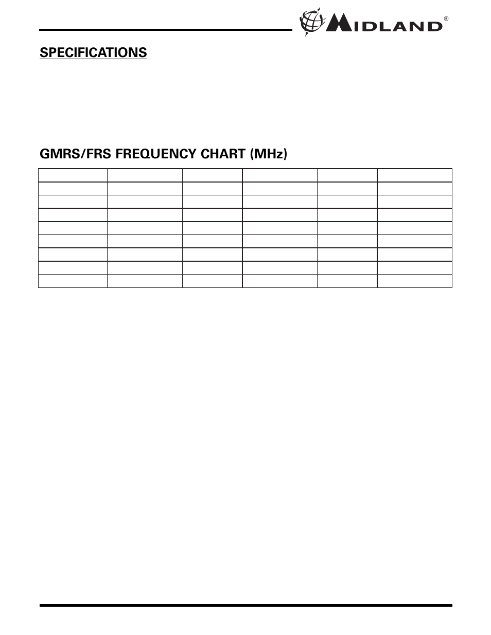 Gmrs Frequency Chart