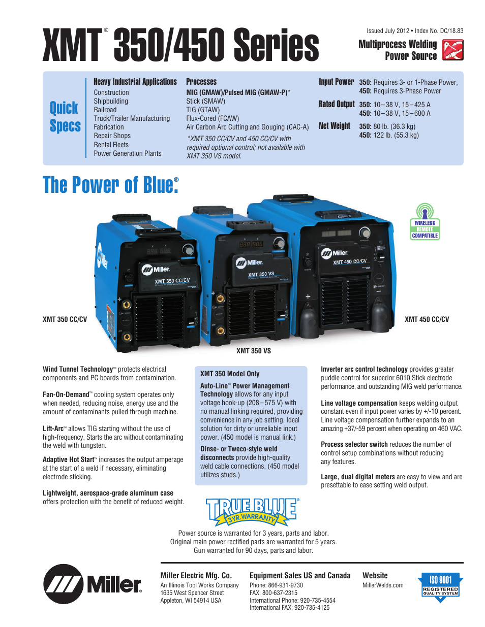 Miller Electric XMT 350 VS User Manual | 8 pages
