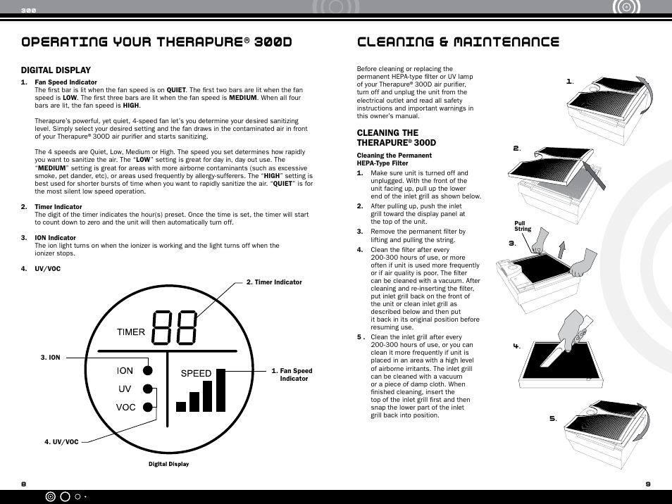 Operating your therapure® 300d, Cleaning & maintenance | Ionic Pro