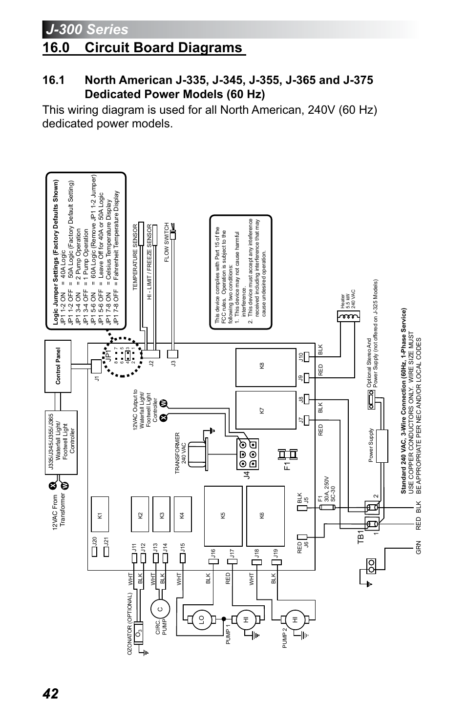 0 circuit board diagrams, Dedicated power models (60 hz) | Jacuzzi J