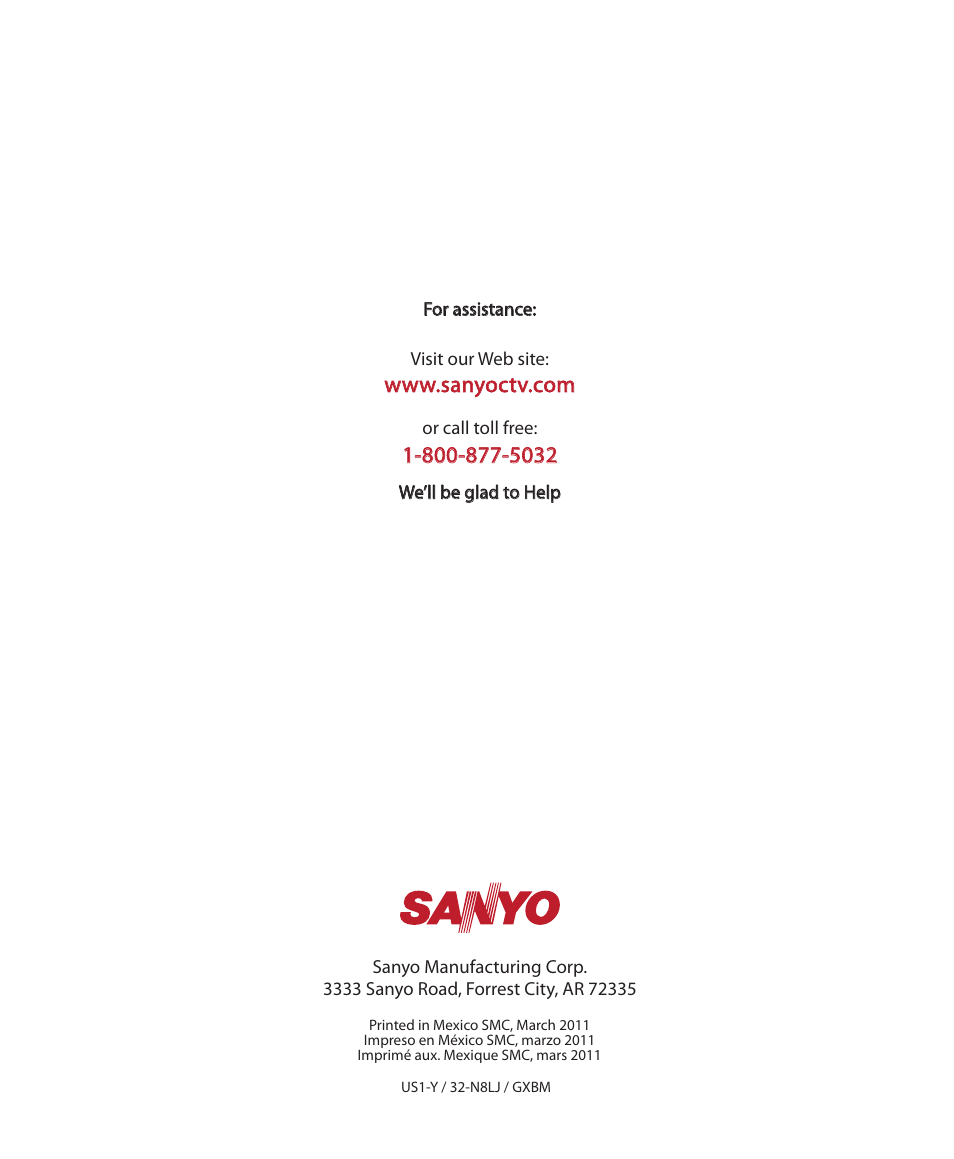 Sanyo DP32640 User Manual | Page 16 / 16