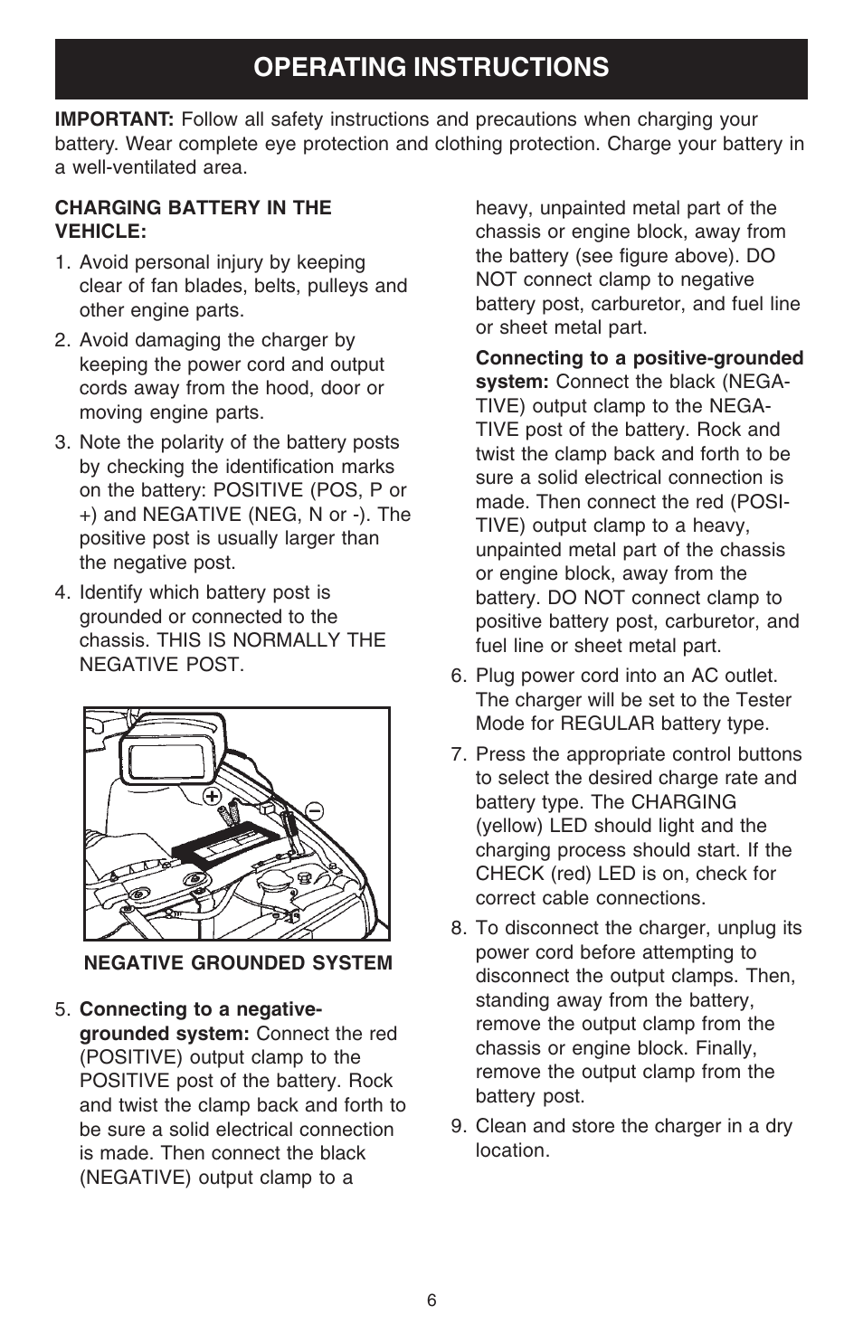 Operating instructions | Schumacher 2500A User Manual | Page 6 / 16