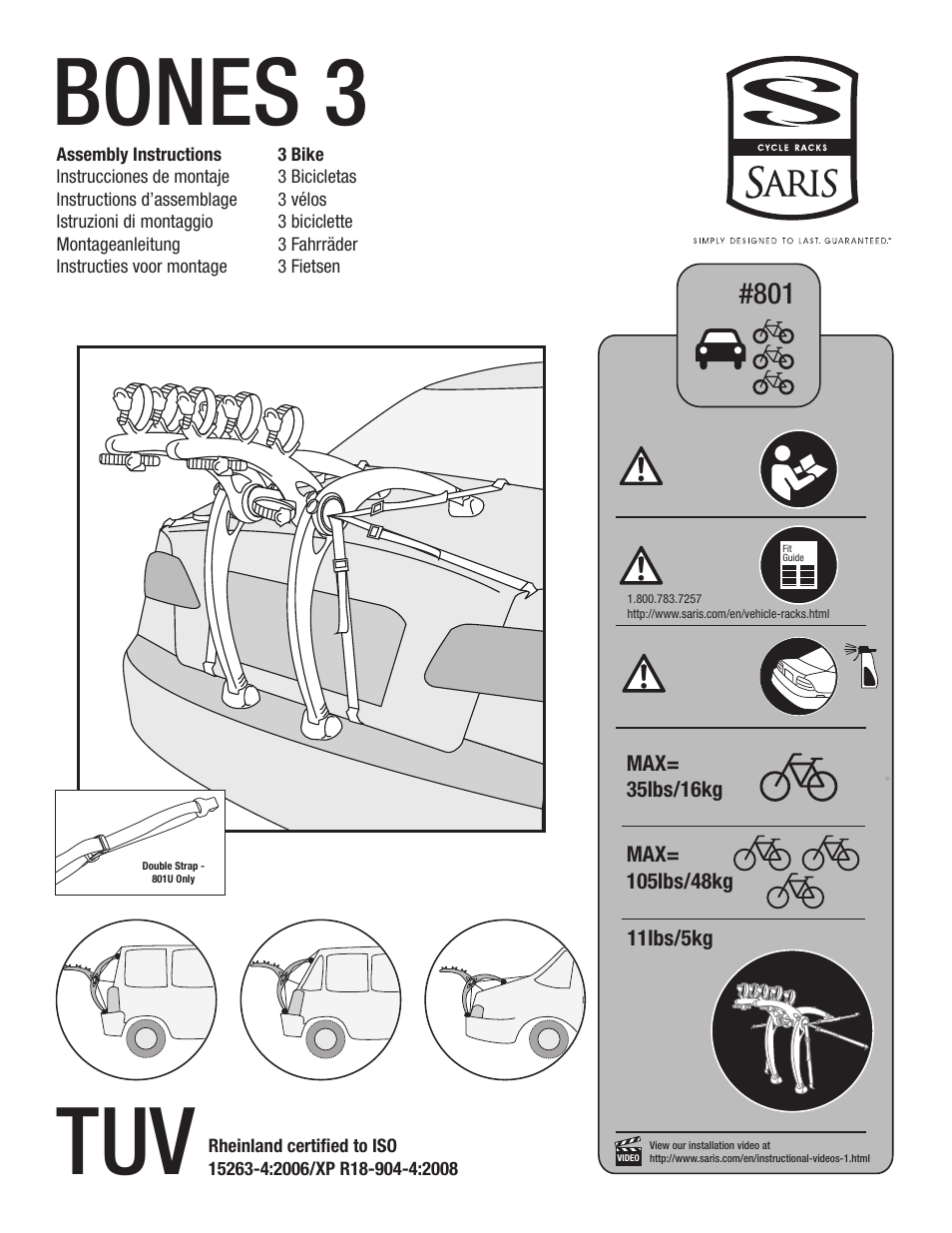 Saris Bones 3 Fit Chart