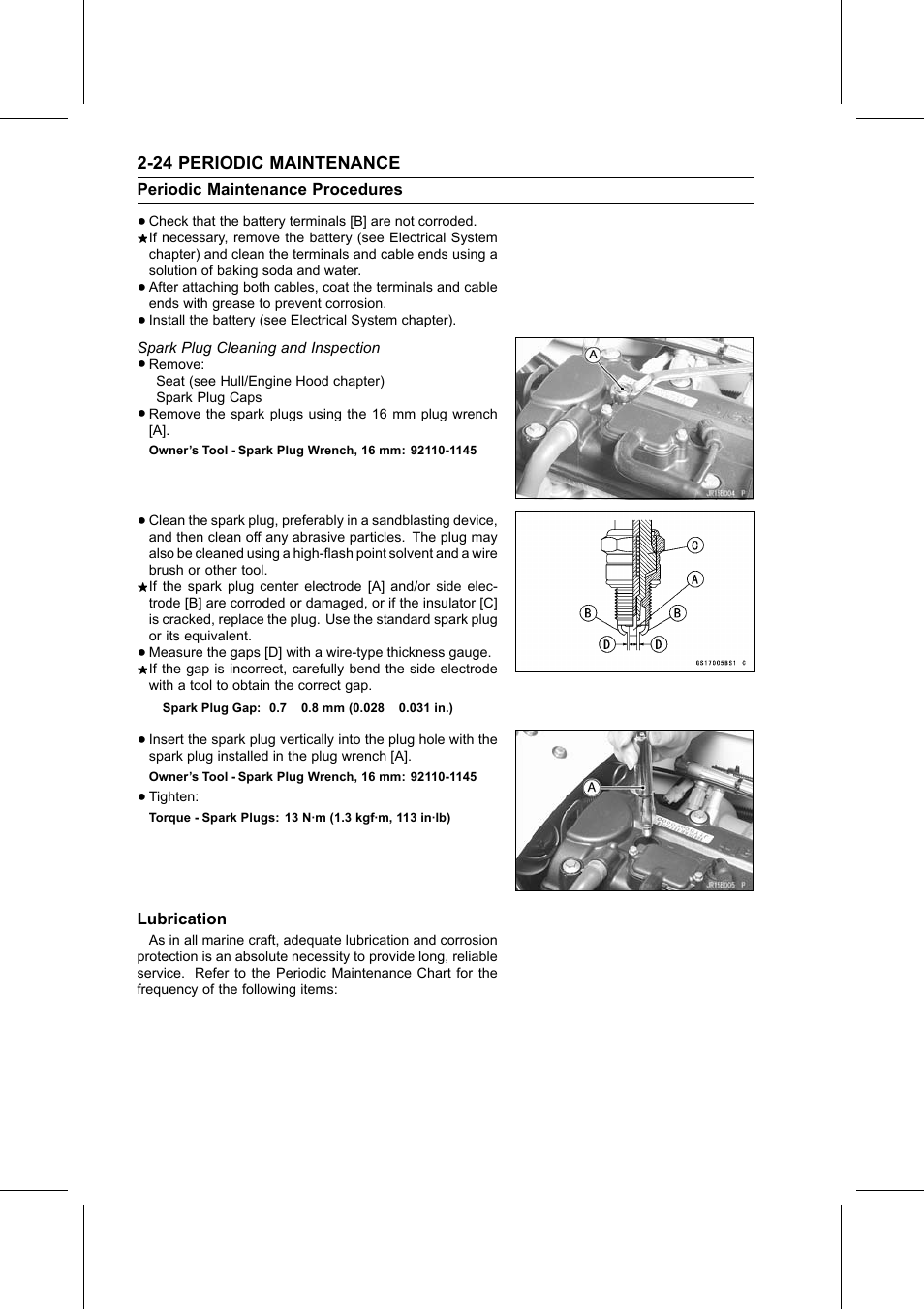 Kawasaki Spark Plug Gap Chart