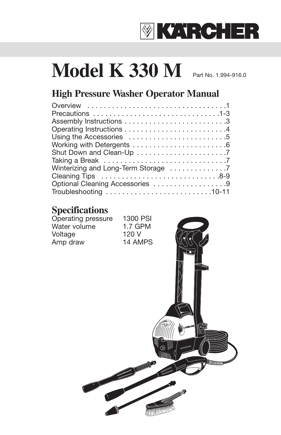 Karcher K330M User Manual | 12 pages