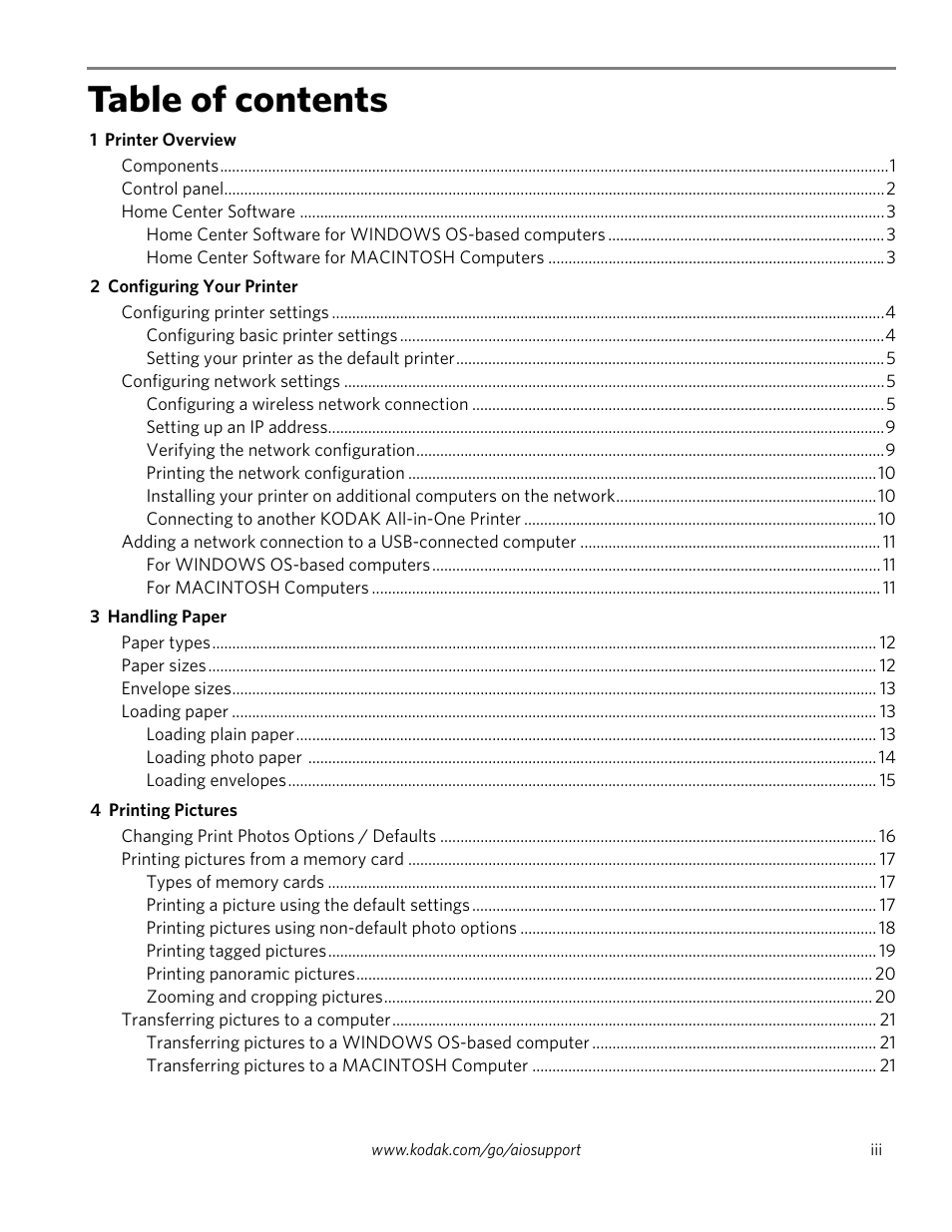 Kodak ESP 5200 Series User Manual | Page 3 / 62 | Also for: ESP 5250