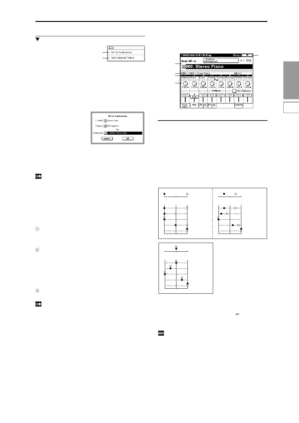 0–2: mixer, Specify pan and level, 0–1: page menu command | KORG Triton