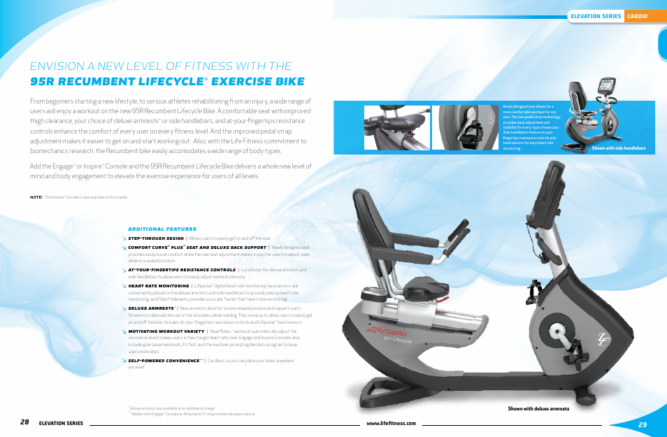 Exercise bike, Or inspire, Additional features Life Fitness Elevation Series User Manual