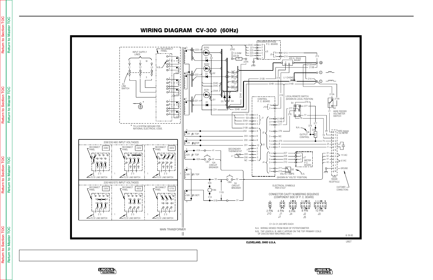 Electrical diagrams | Lincoln Electric IDEALARC CV-300 User Manual | Page 89 / 112