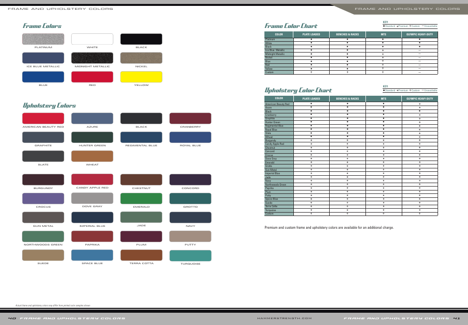 Frame colors, Upholstery colors, Frame color chart | Life Fitness