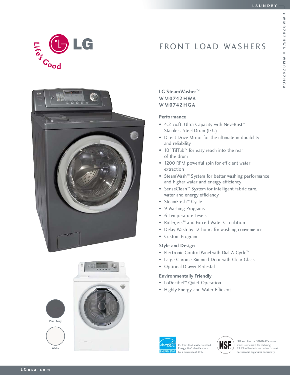 LG WM0742HGA User Manual | 2 pages | Also for: WM0742HWA
