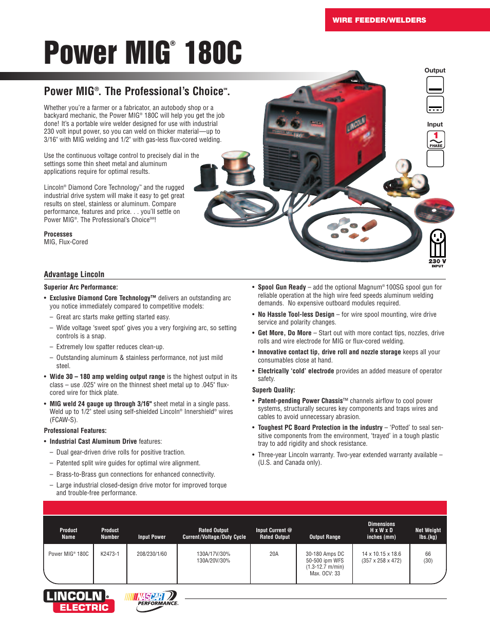 Lincoln Electric 180C User Manual | 4 pages