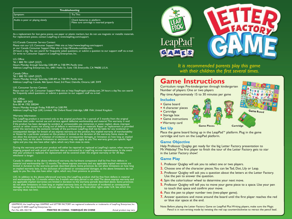 Leap Frog Game Instructions Leap Frog Game Instructions