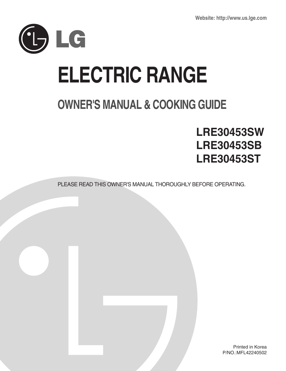 LG LRE30453SB User Manual | 36 pages | Also for: LRE30453SW