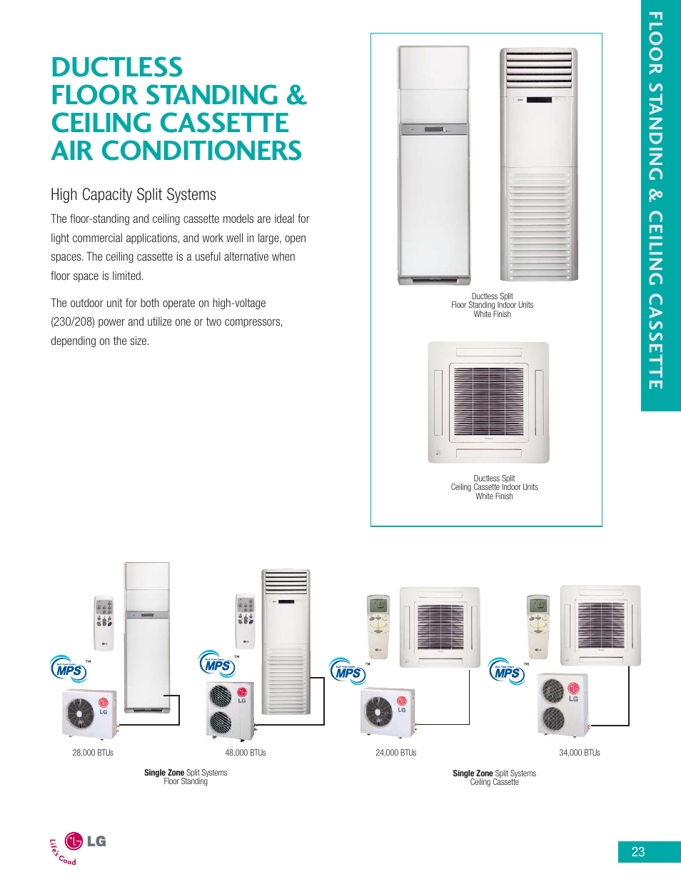 Fl Oor S T Anding Ceiling Cassette High Capacity Split