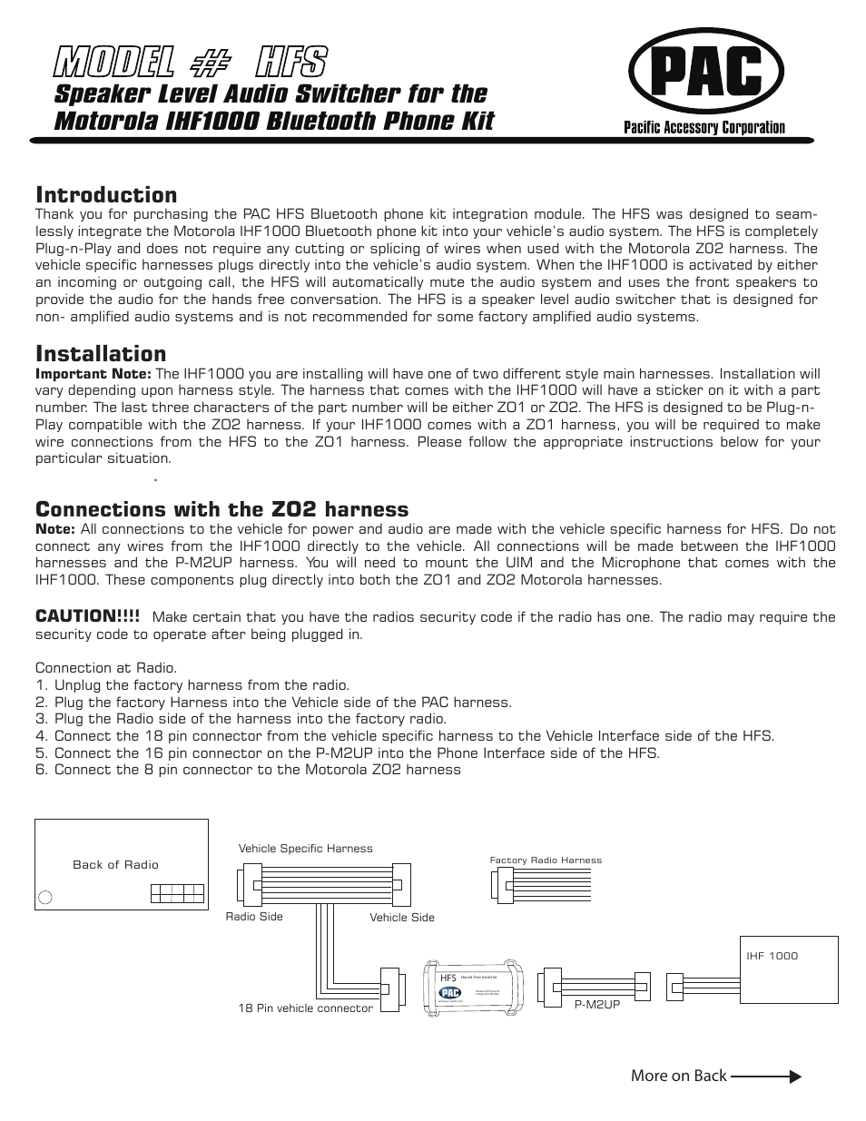 PAC HFS User Manual | 2 pages