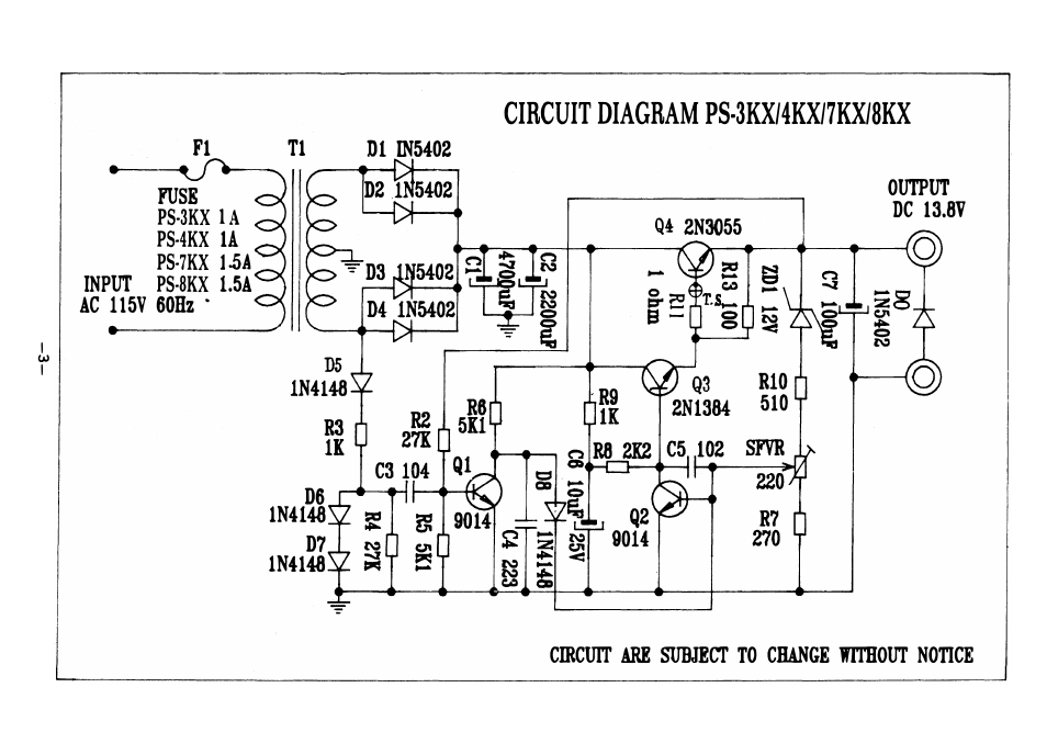 Circuit diagram ps·3kx/4kx/7kx/8kx | Pyramid Technologies PX-7KX User