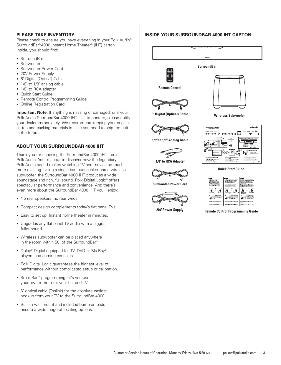 Polk Audio SURROUNDBAR 4000 User Manual | Page 3 / 12