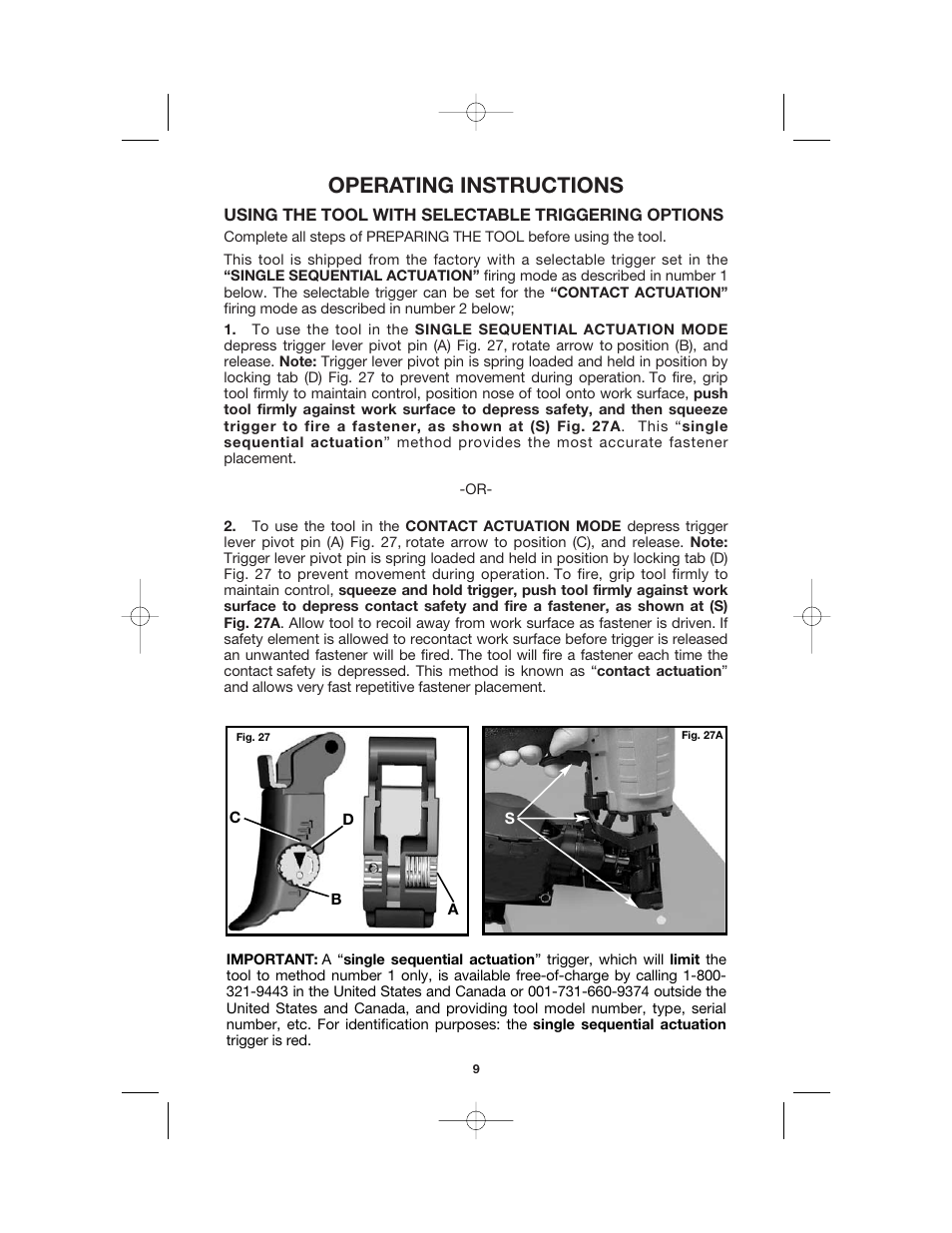 Operating instructions | Porter-Cable RN175 User Manual | Page 9 / 13