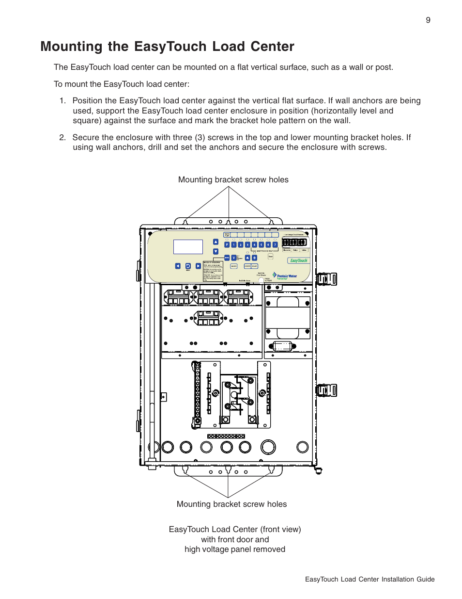Mounting the easytouch load center | Pentair EasyTouch 8 and 4 Pool and