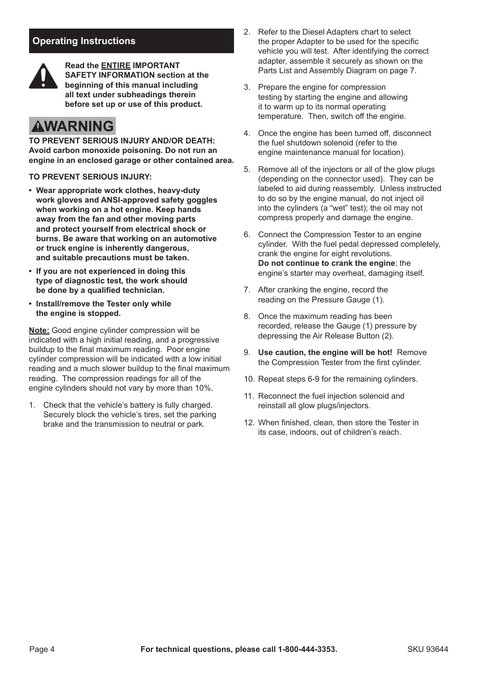 Engine Compression Test Chart