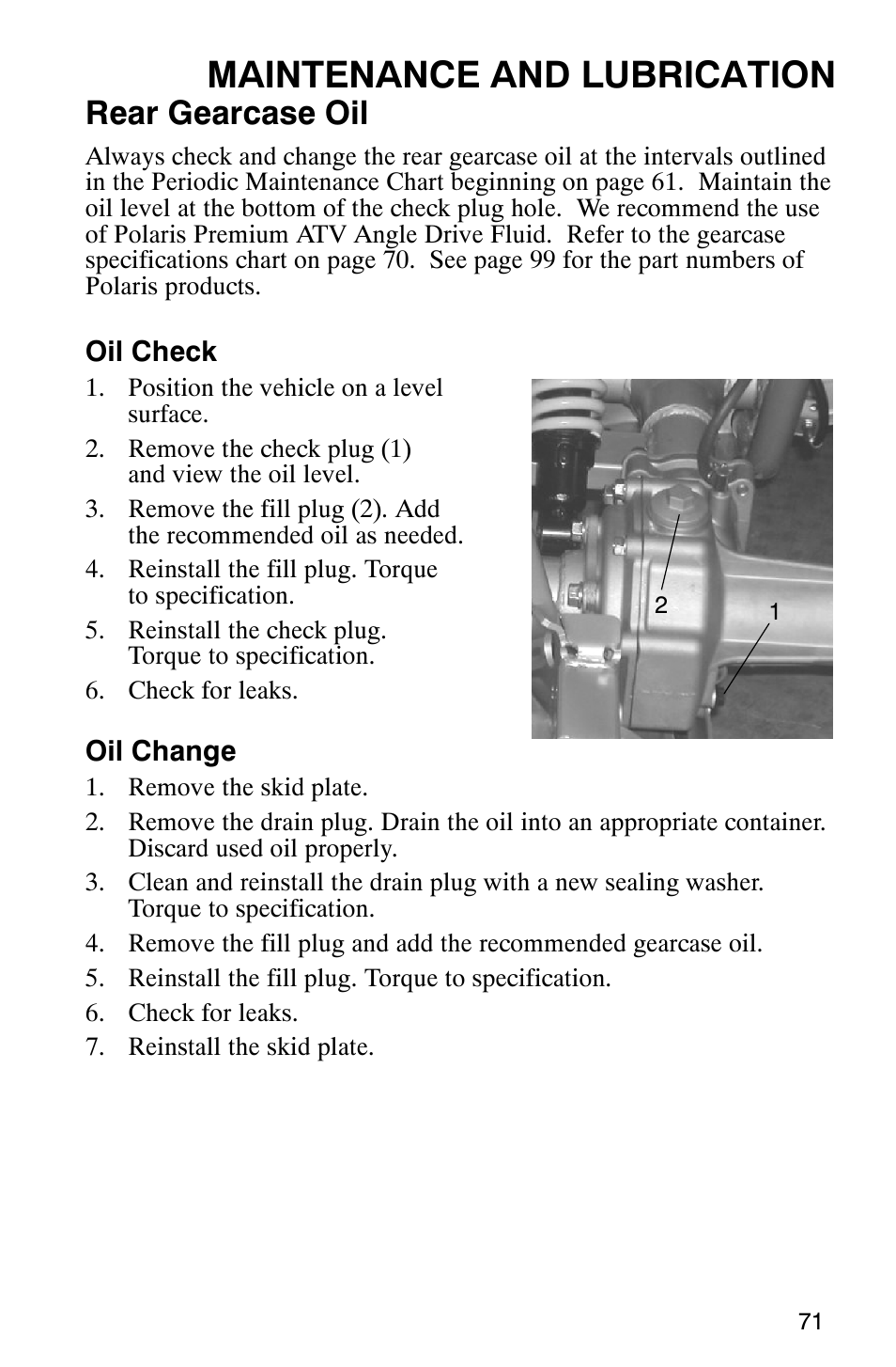 Polaris Oil Chart