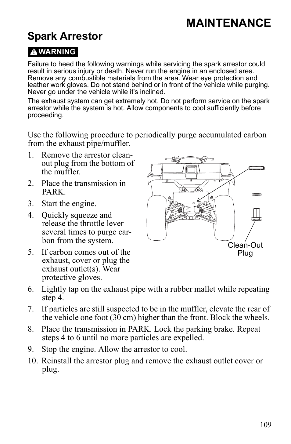 Maintenance, Spark arrestor | Polaris Sportsman 550 EFI User Manual