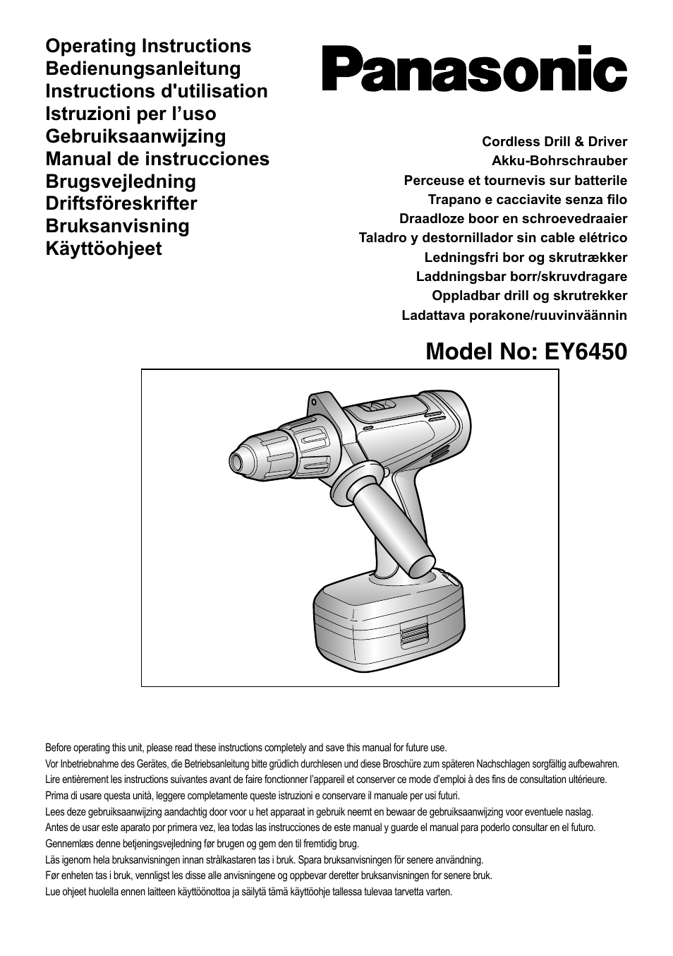 Panasonic EY6450 User Manual | 12 pages