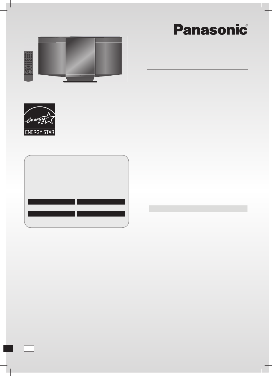 Panasonic COMPACT SC-HC25 User Manual | 16 pages