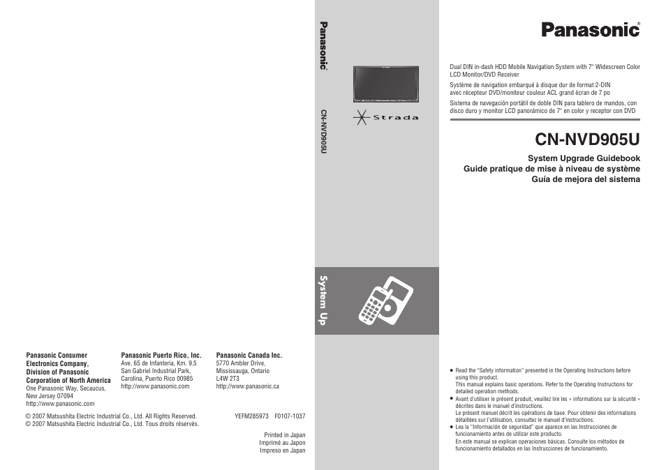 Panasonic strada cn-hw850d manual