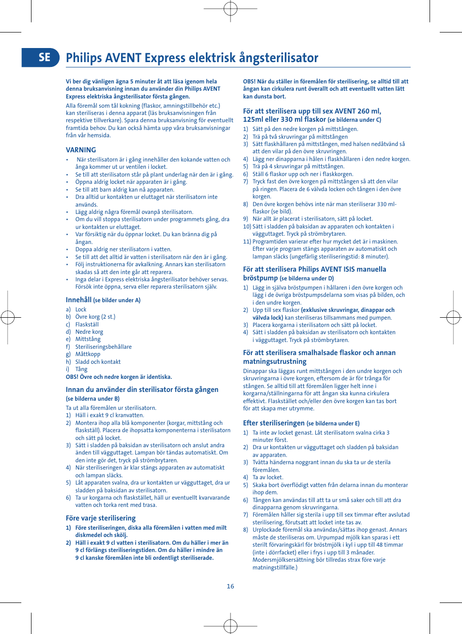 Philips Avent Electric Steam Sterilizer User Manual Peatix