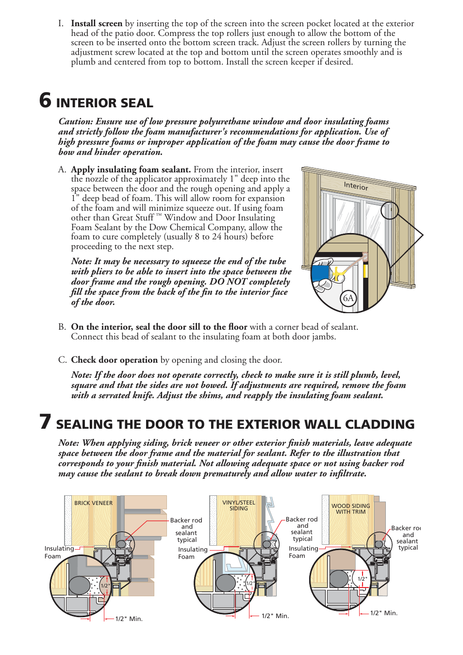 Sealing the door to the exterior wall cladding, Interior seal Pella Sliding Patio Door V981553