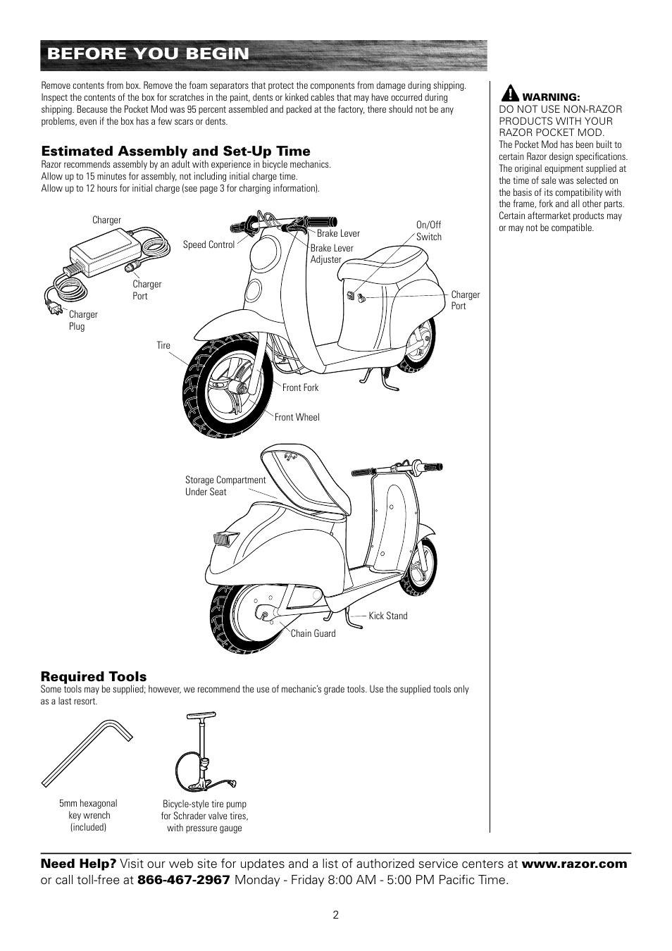 Before you begin, Estimated assembly and set-up time, Required tools