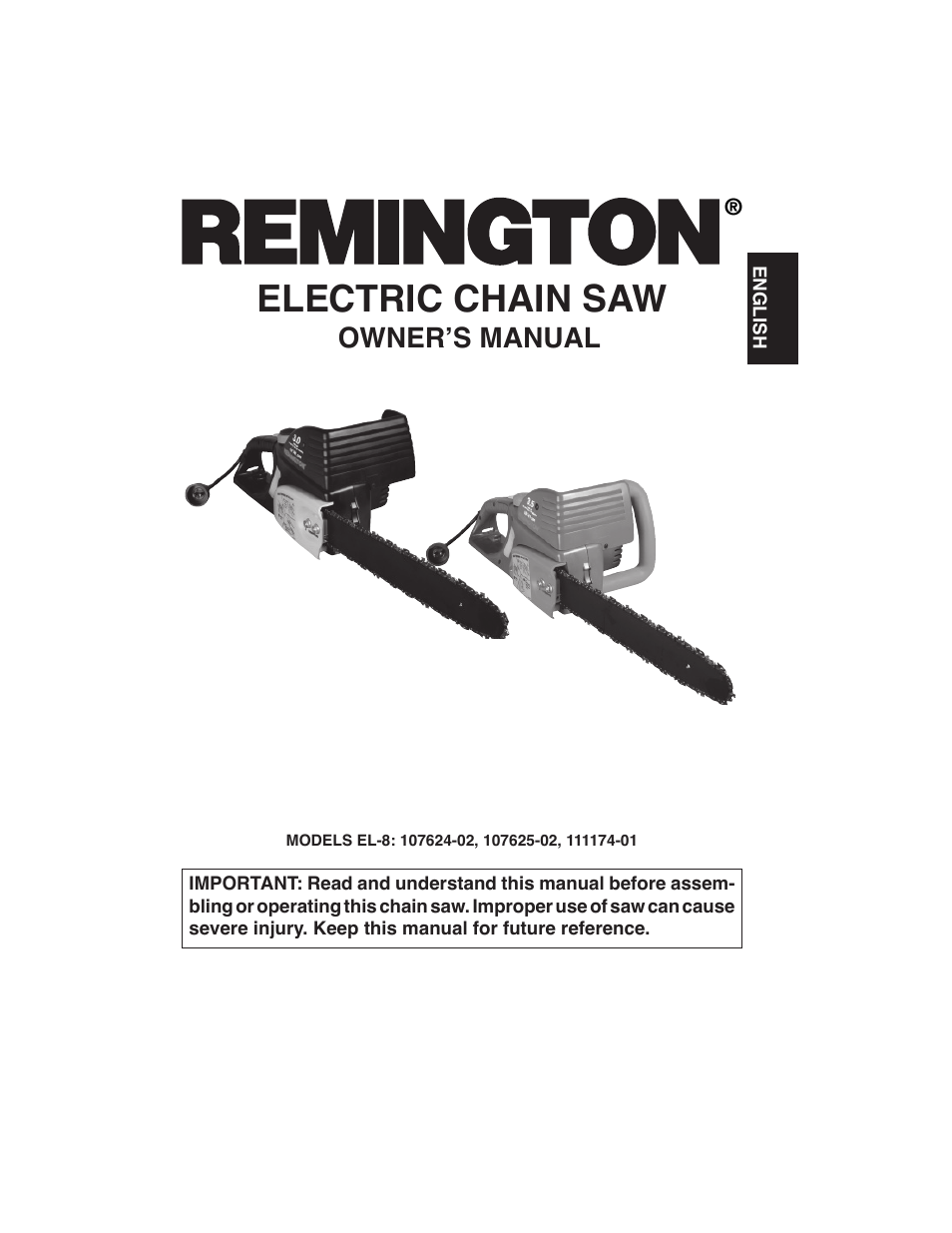 Remington Power Tools 111174-01 User Manual | 29 pages | Also for