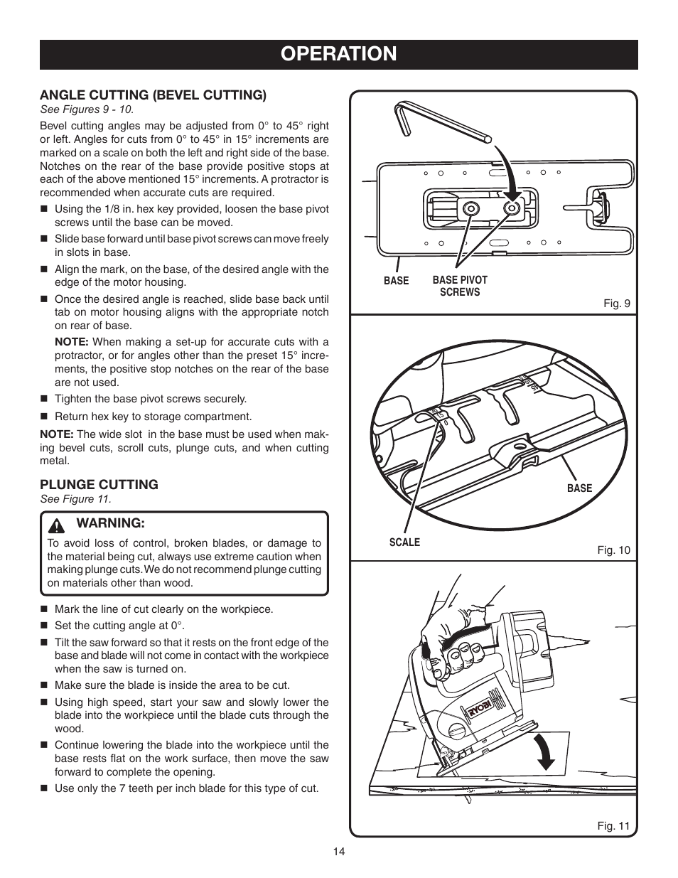 Operation | Ryobi P520 User Manual | Page 14 / 18